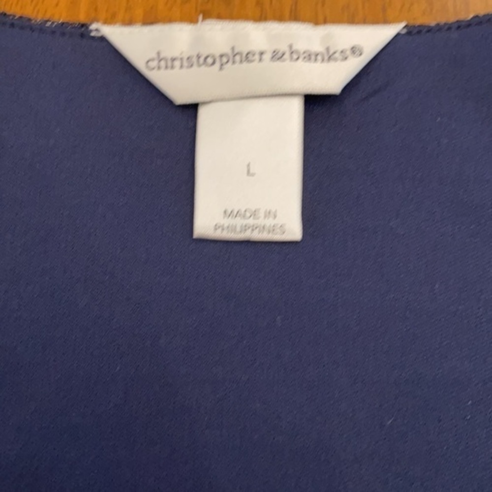 Christopher and Banks Blue and silver ruffle top 038 - Picture 4 of 4